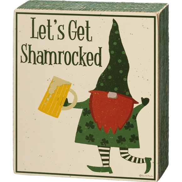 Box Sign Shelf Sitter Wall Hanging Leprechaun St. Patrick's Day Irish Shamrock - Picture 2 of 5